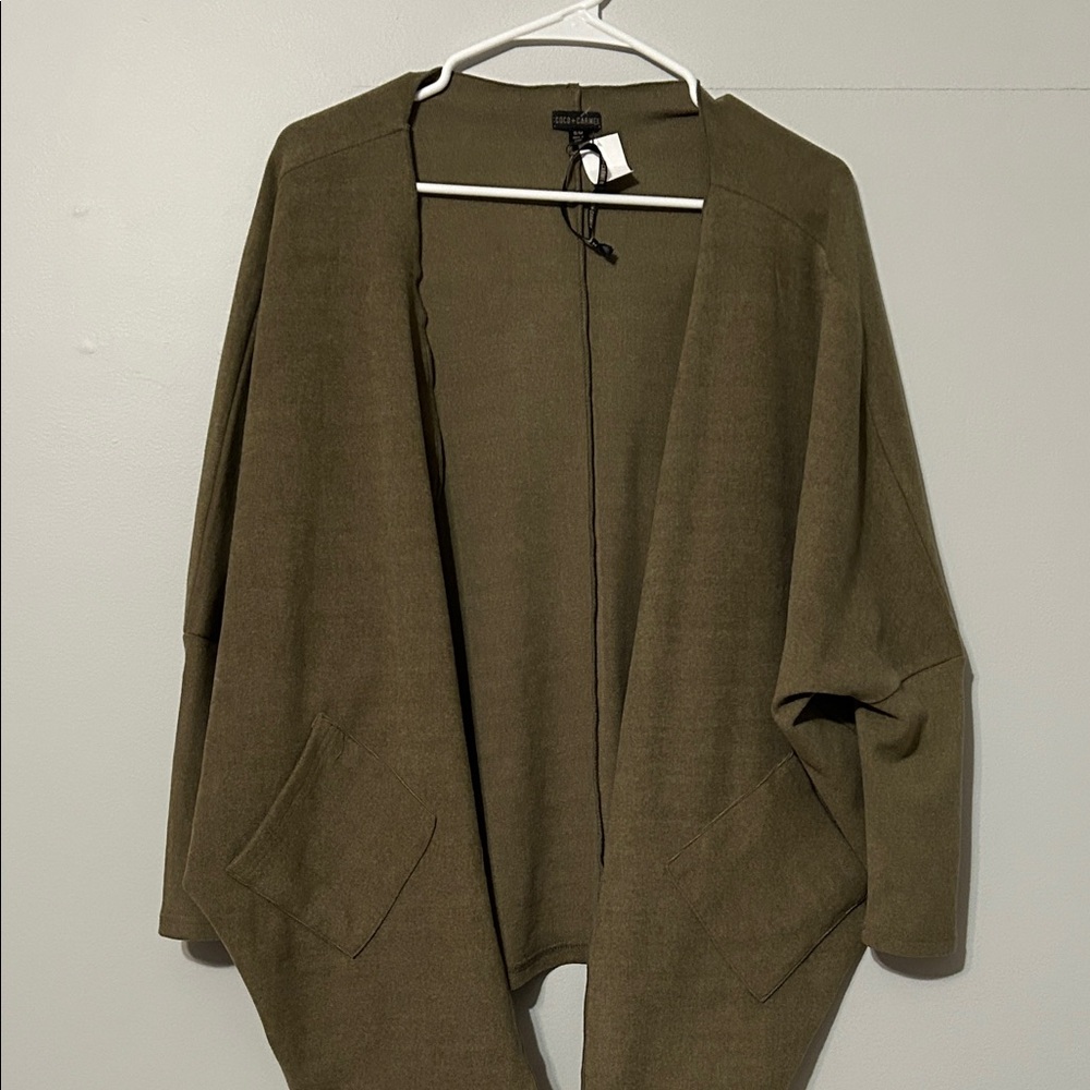 Coco + Carmen olive greenOpen Cardigan/bat wing type cardigan. Med. super soft.